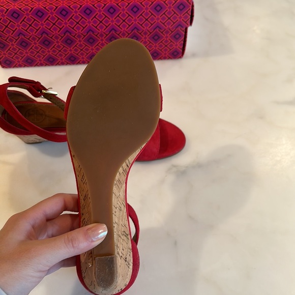 Tory Burch Red Suede Wedges - Picture 7 of 9